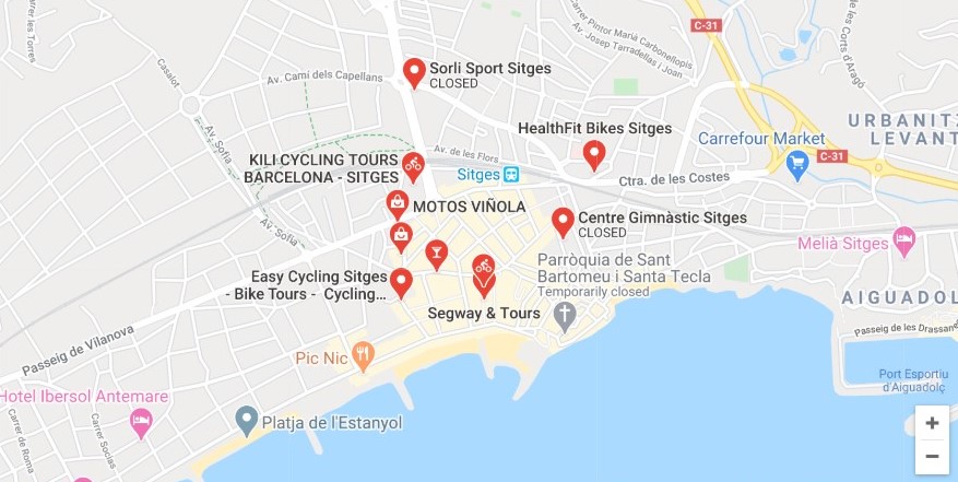 cycling agency map in sitges