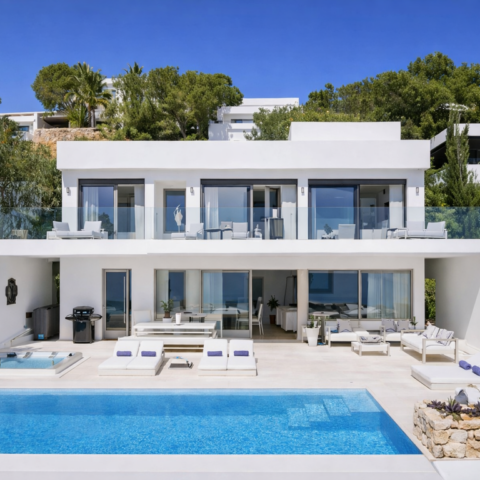 Alquiler de villa de lujo vacacional en Ibiza con vistas al mar