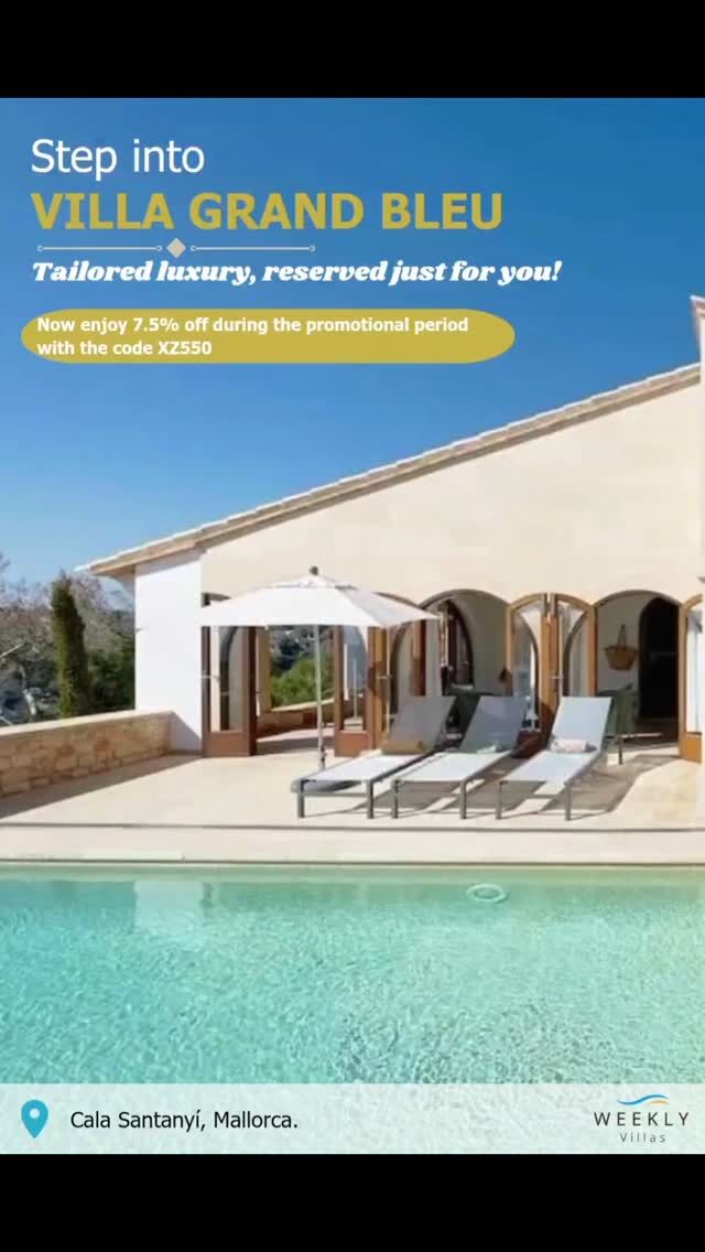 Villa Grand Bleu 🌊

💥 ¡Reserva con un 7% de descuento usando el código XZ550!
Villa Grand Bleu es una villa de lujo frente al mar, ubicada en la prestigiosa zona de Cala Santanyí, en la costa suroeste de Mallorca. Rodeada de naturaleza y con vistas espectaculares al mar Mediterráneo, es ideal para quienes buscan privacidad, arquitectura contemporánea y serenidad mediterránea.
Perfecta para escapadas de última hora, vacaciones en grupo o celebraciones especiales en la costa de Mallorca.

#LastMinuteVillasInBarcelona
#LastMinuteVillasInSitges
#SitgesVillaRentalsForEvents
#VillaSitgesHighDesign
#WeeklyVillasSitges
#VillasToRentInSpainWithPrivateSpa
#WeeklyVillasBarcelona
#VillaFrenteAlMar
#CalaSantanyi
#MallorcaLuxuryVillas
#CostaMallorquina

https://www.weeklyvillas.com/room/villa-grand-bleu/