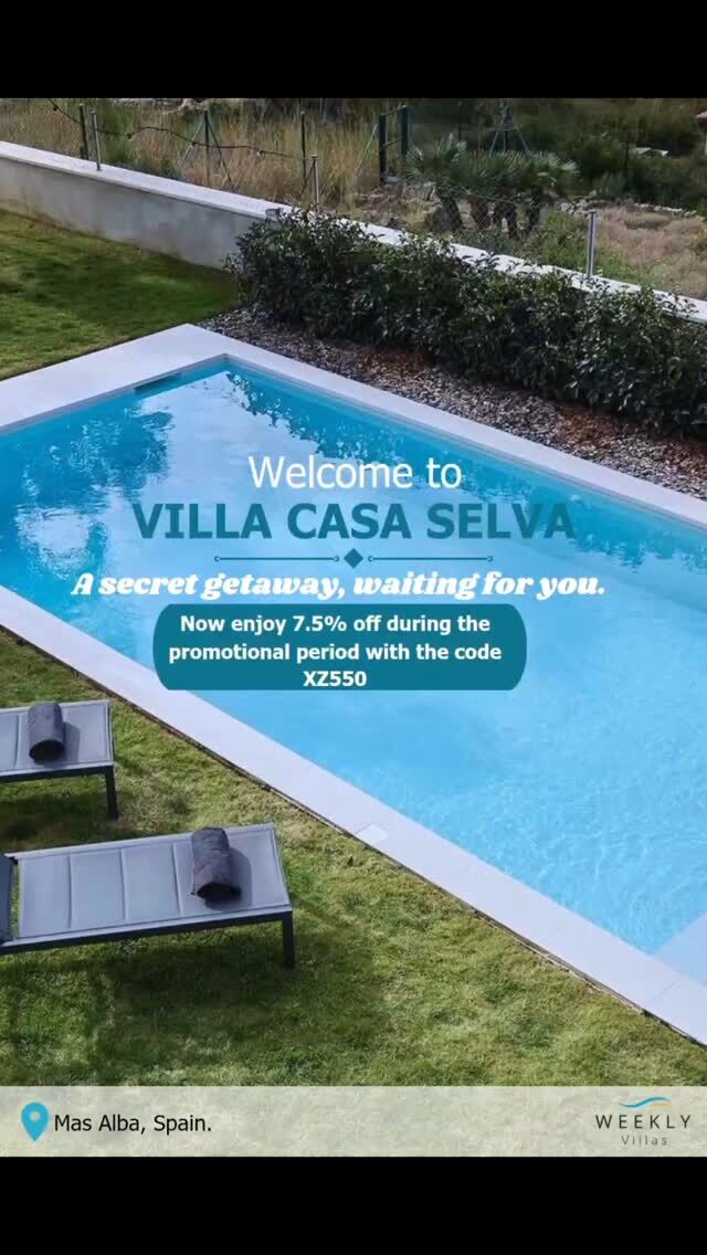 Casa Selva – Last-Minute Luxury in Sitges
🎁 7% OFF with code XZ550 – Only at

https://www.weeklyvillas.com/room/villa-sitges-casa-selva/

Design meets nature in this hidden gem in the hills of Mas Alba 🌿
Infinity pool, spa, gym, cinema-style lounge – and just 5 min from Sitges.
Perfect for families, spontaneous escapes, or stylish getaways.

🏡 One of the most exclusive #LastMinuteVillasInSitges
🔑 #CasaSelva #VillaSitgesHighDesign #VillasToRentInSpain #PrivateVillasSpain #NatureRetreatSitges #VillaInBarcelonaWithPrivateSpa #WeeklyVillas #LuxuryGetaway